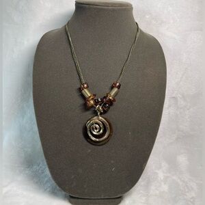 Vintage Gold and tortoise shell bead necklace
